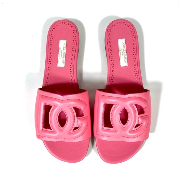 *SOLD* Dolce & Gabbana Bambino Girl's DG Cutout Leather Slide Sandals Pink 36 - Picture 10 of 17